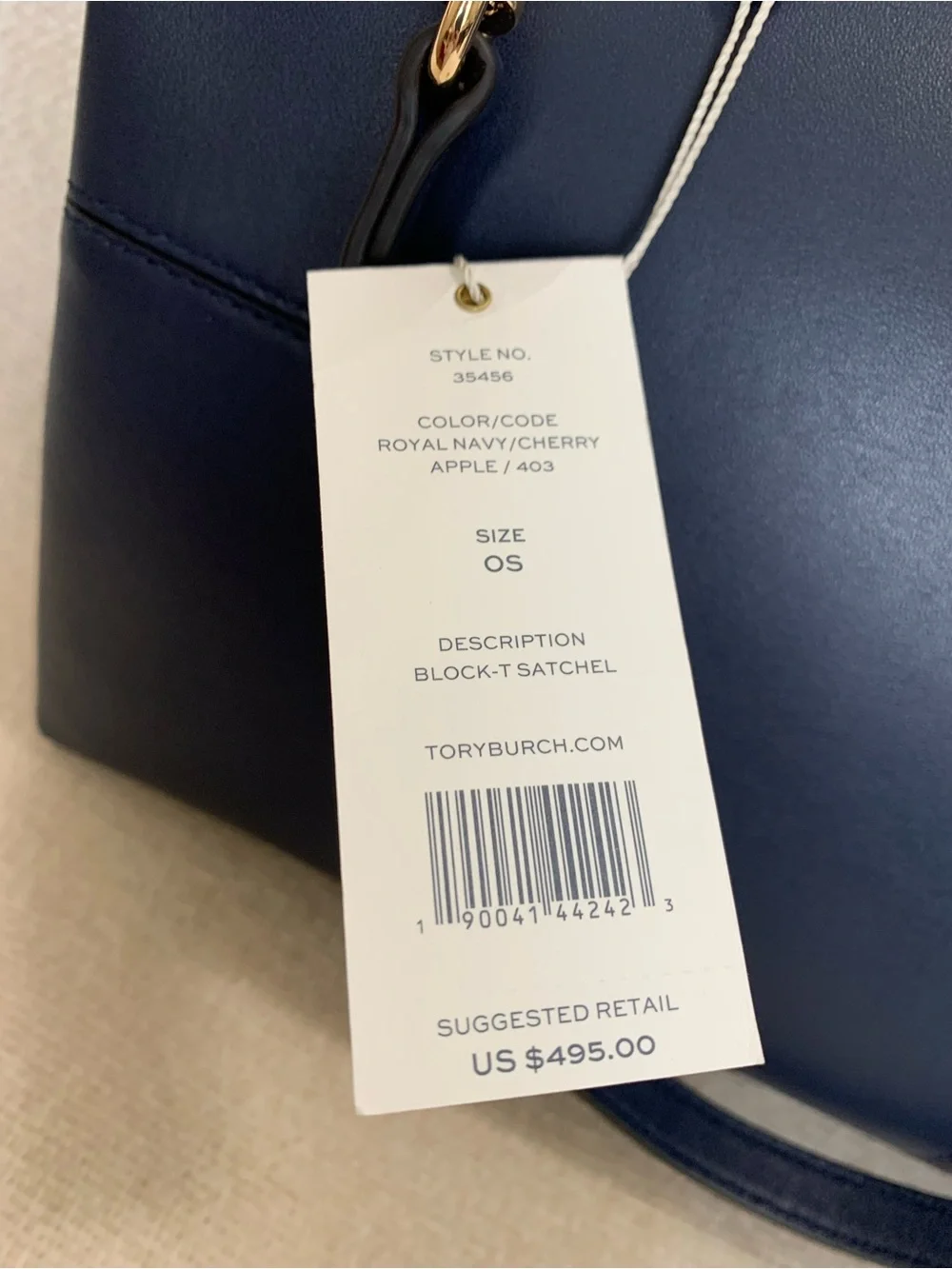 Tory Burch Block T Navy/Red Leather Satchel/Long Crossbody/Shoulder Strap